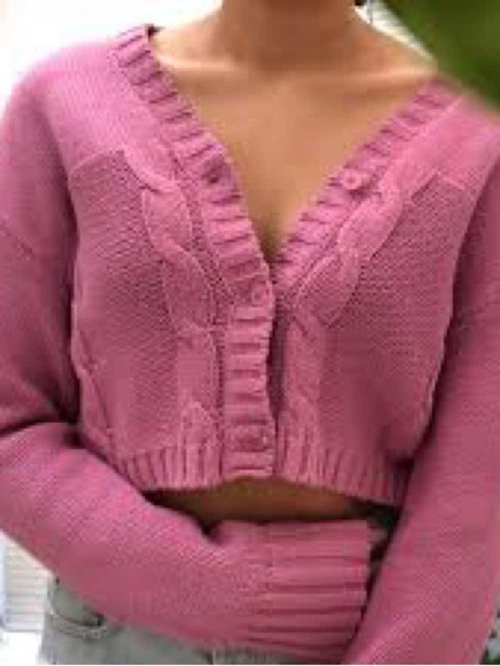 NWOT Blue Blush Crop Lilac Pink Cable-knit Sweater